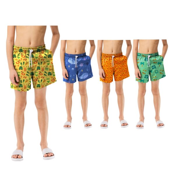 Boy's Beach Swim Trunk Shorts Quick Dry UPF 50+ Little Boys Bathing Swimsuit - Picture 14 of 15